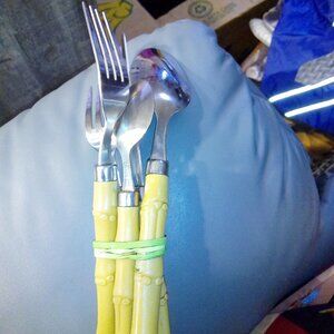 vintage 4 peice baboo silver wear set made in India hand made.